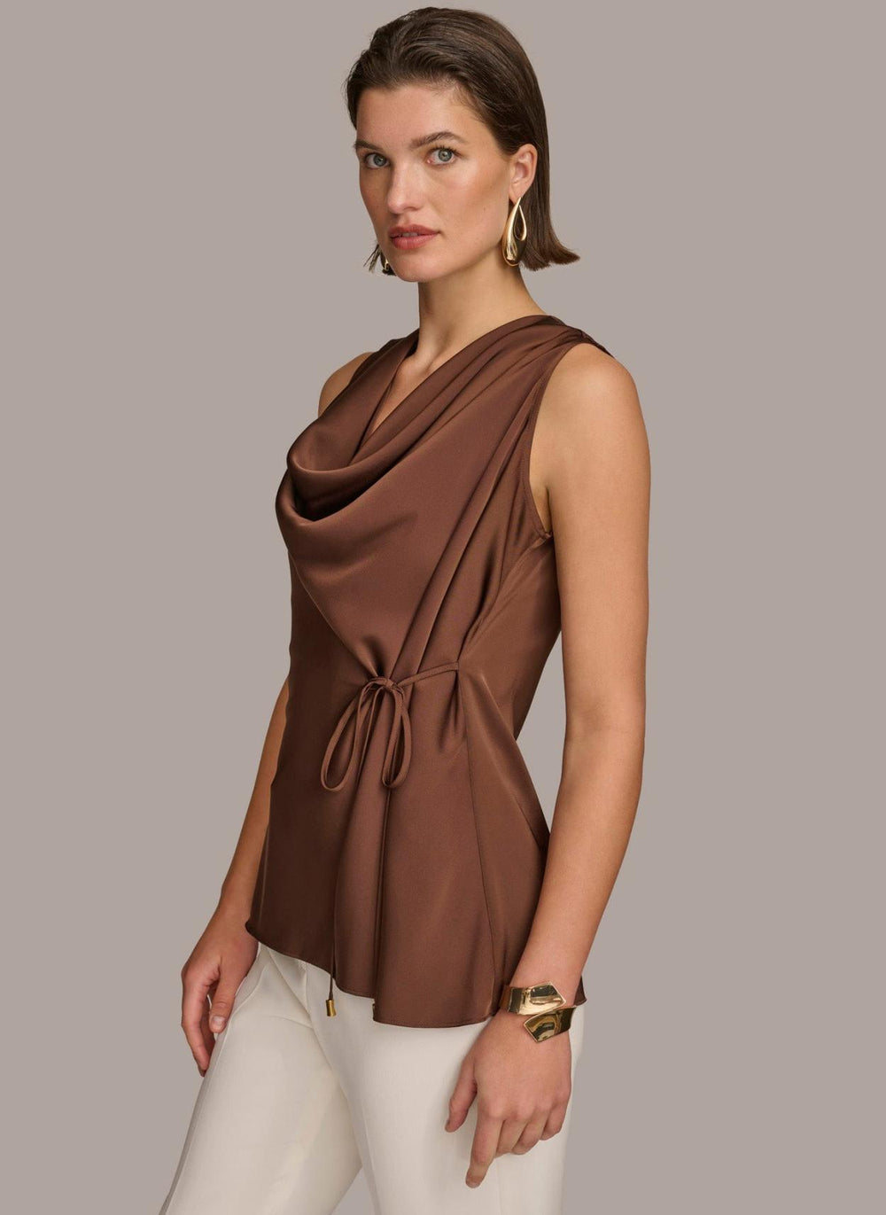Donna Karan Sweaters And Tops | Women DRAPE NECK WITH SIDE TIE TOP Canyon
