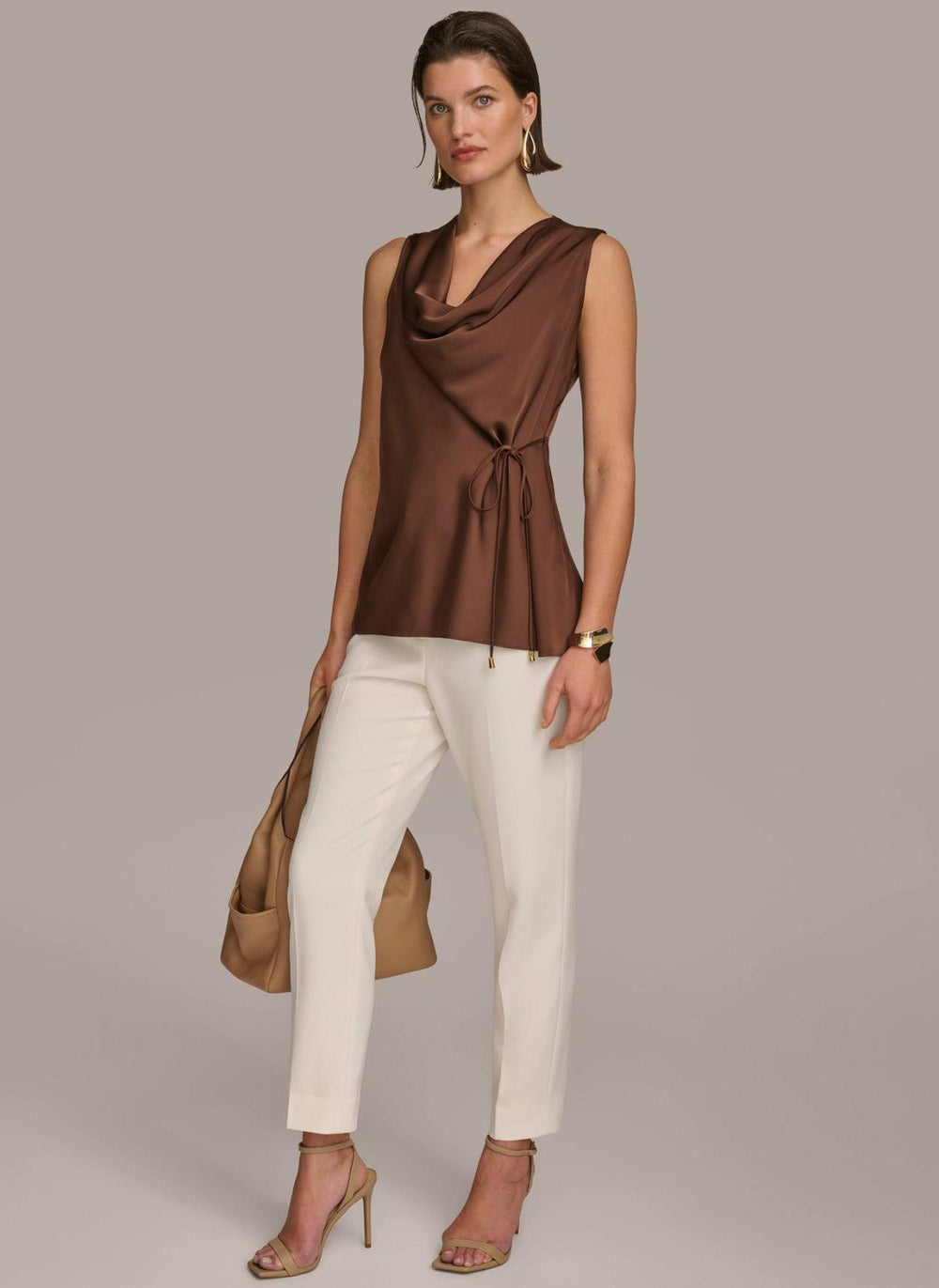 Donna Karan Sweaters And Tops | Women DRAPE NECK WITH SIDE TIE TOP Canyon