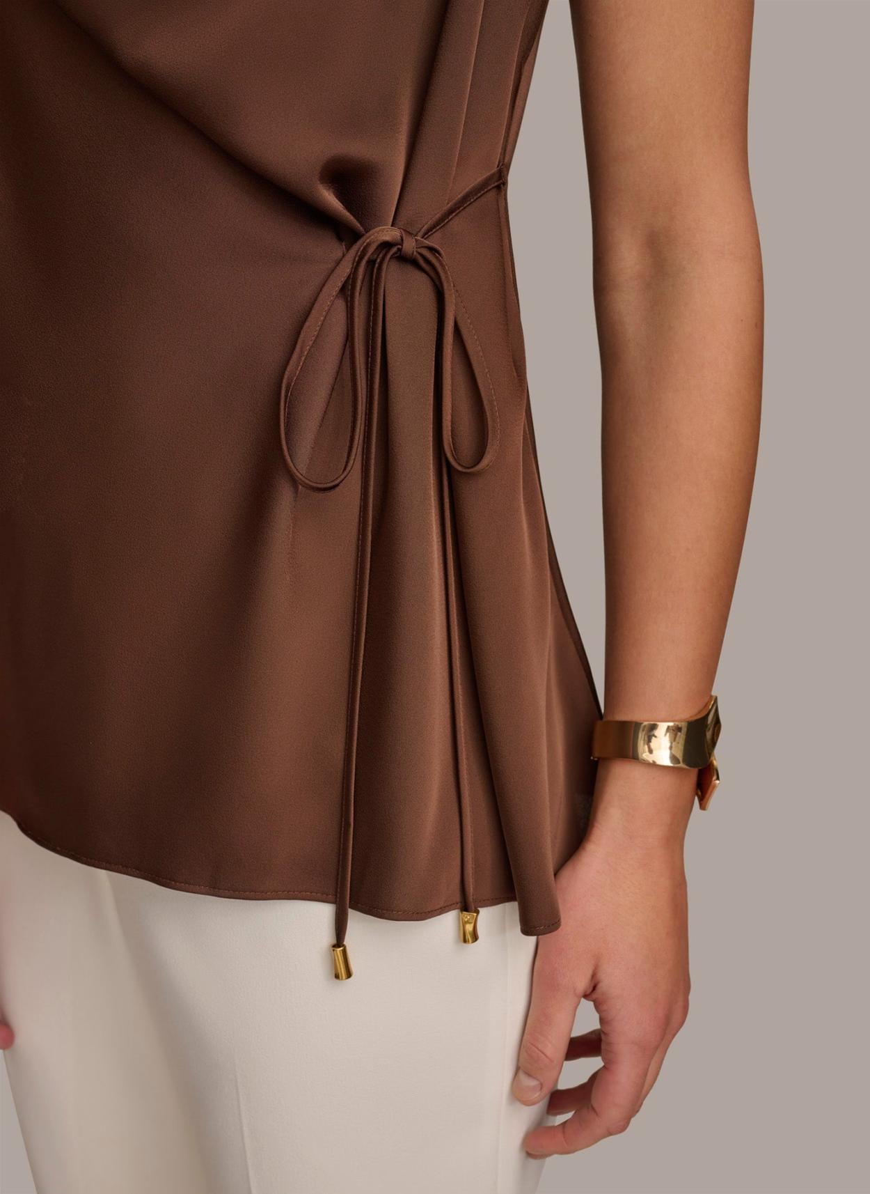 Donna Karan Sweaters And Tops | Women DRAPE NECK WITH SIDE TIE TOP Canyon