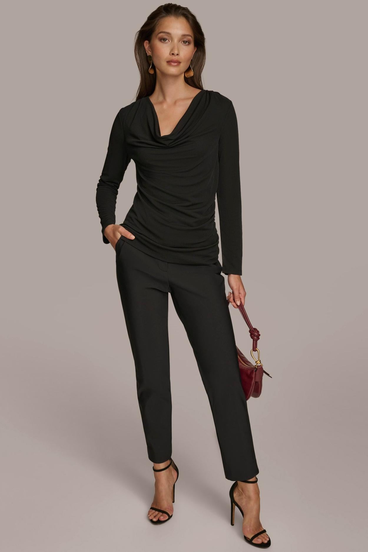Donna Karan Sweaters And Tops | Women DRAPED FRONT TOP Black
