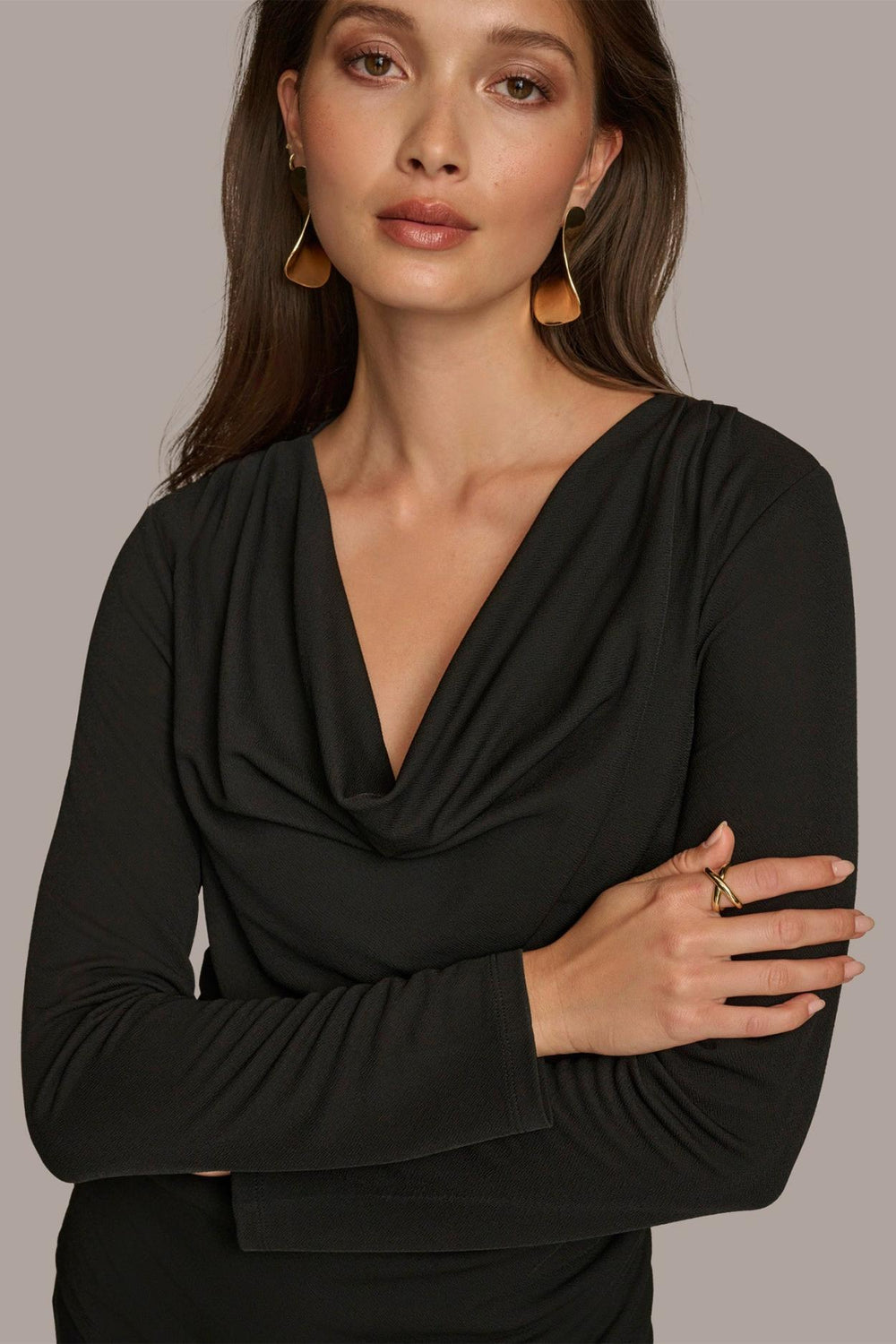 Donna Karan Sweaters And Tops | Women DRAPED FRONT TOP Black