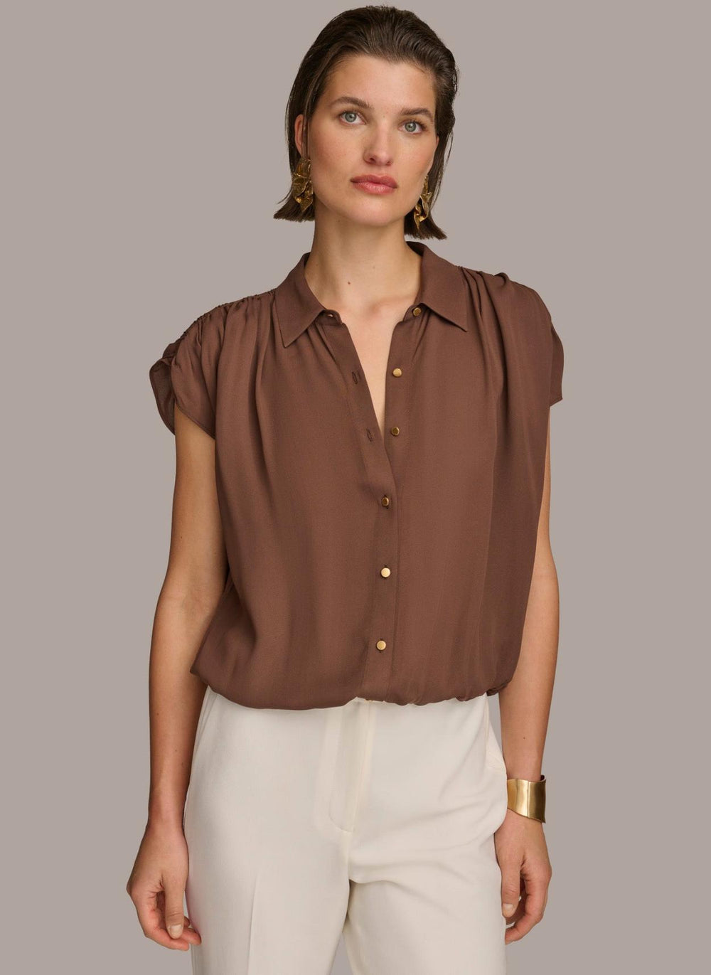 Donna Karan Sweaters And Tops | Women ELASTIC HEM BLOUSE Canyon