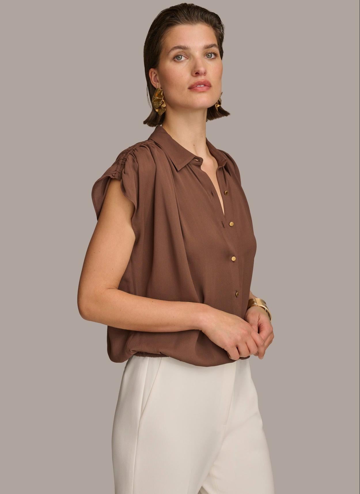 Donna Karan Sweaters And Tops | Women ELASTIC HEM BLOUSE Canyon