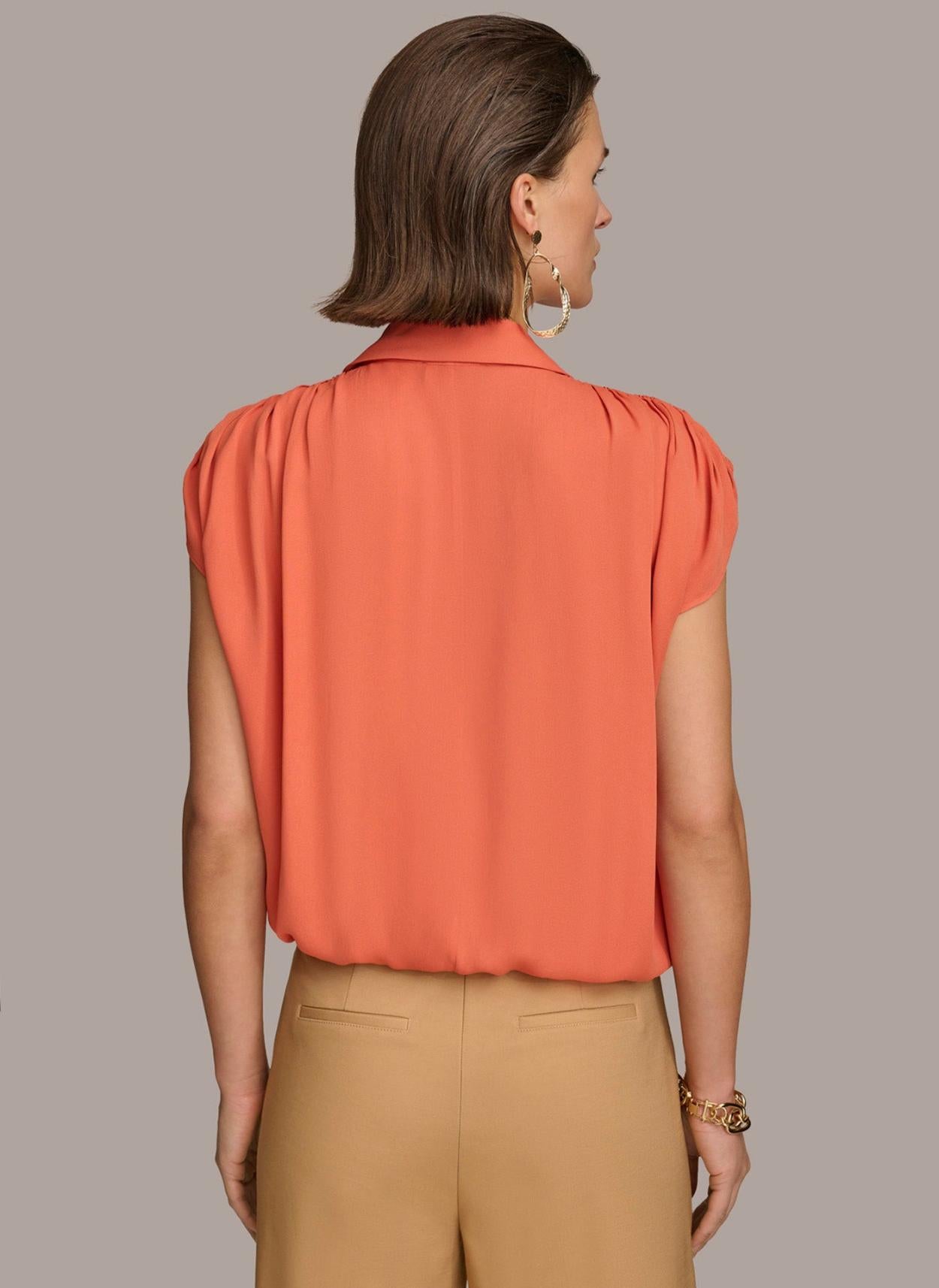 Donna Karan Sweaters And Tops | Women ELASTIC HEM BLOUSE Terracotta