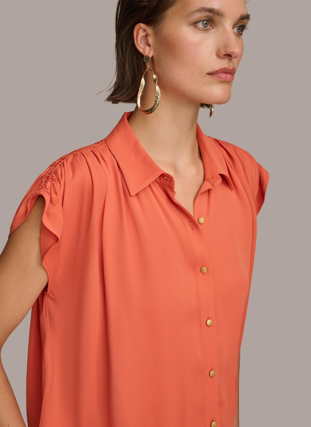 Donna Karan Sweaters And Tops | Women ELASTIC HEM BLOUSE Terracotta