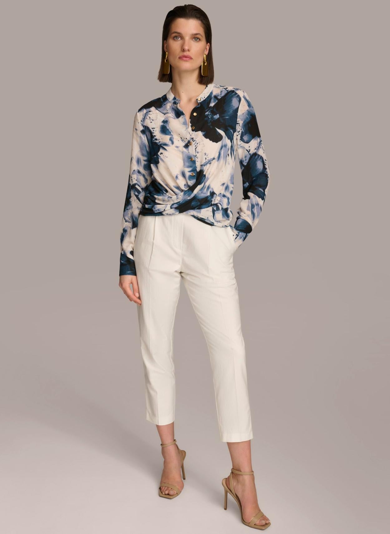 Donna Karan Sweaters And Tops | Women FAUX WRAP BLOUSE Tide/cream