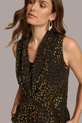 Donna Karan Sweaters And Tops | Women FAUX WRAP BURNOUT TOP Black