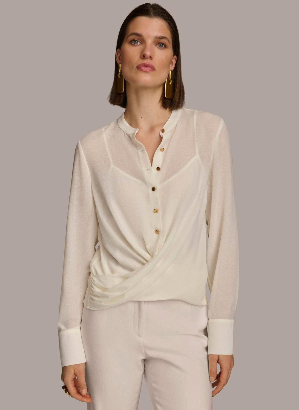 Donna Karan Sweaters And Tops | Women FAUX WRAP TOP Cream