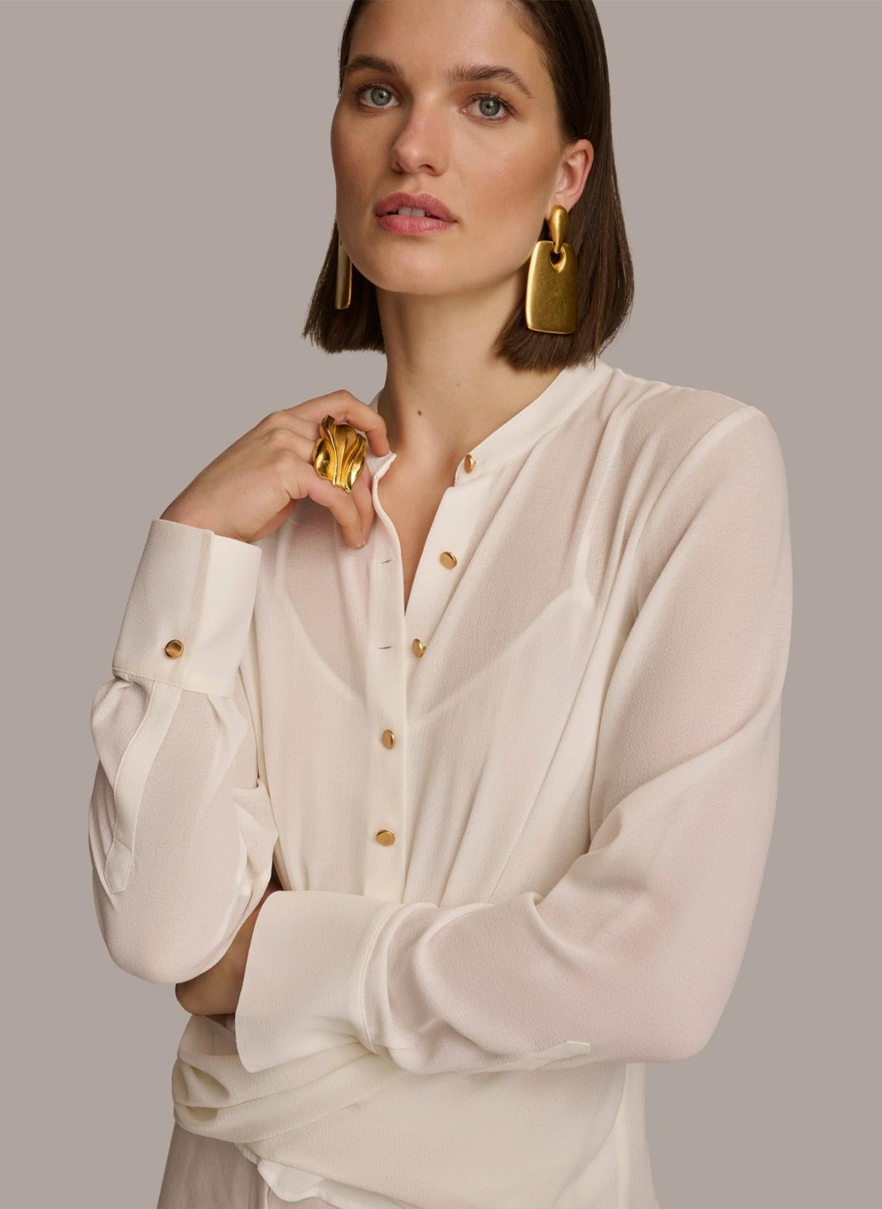 Donna Karan Sweaters And Tops | Women FAUX WRAP TOP Cream