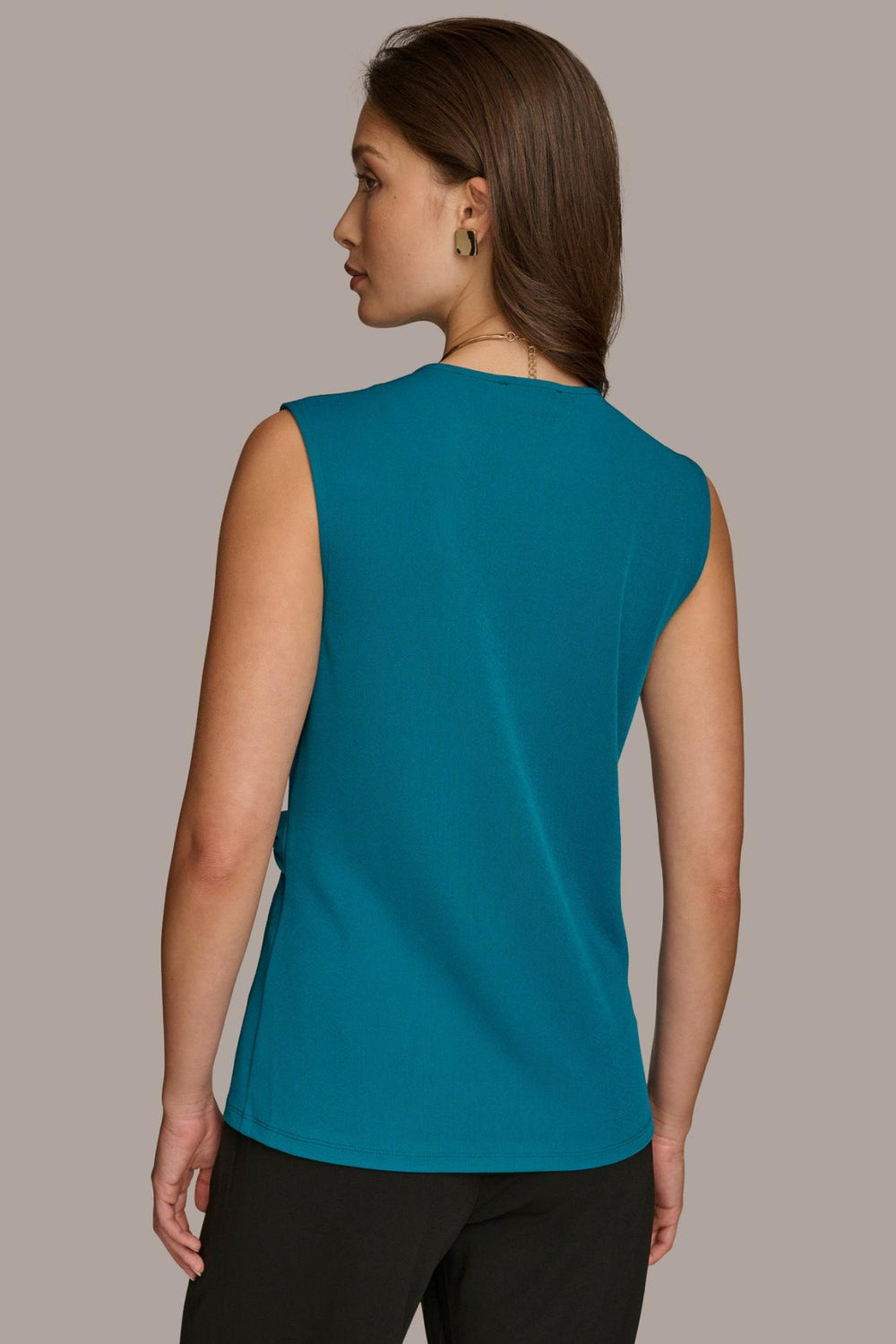 Donna Karan Sweaters And Tops | Women FAUX WRAP TOP WITH BRUSHED HARDWARE DETAIL Empire Teal