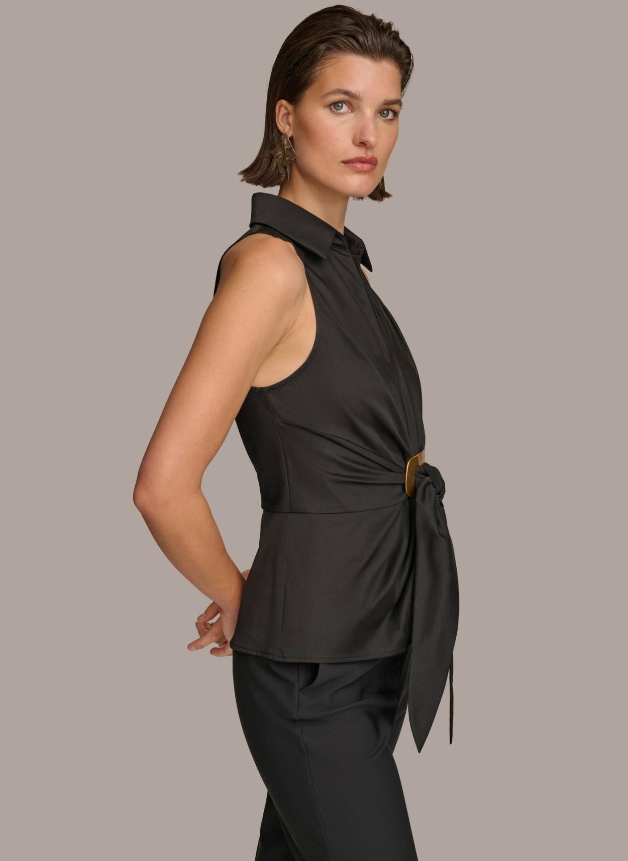 Donna Karan Sweaters And Tops | Women GOLD HARDWARE KNOT TOP Black