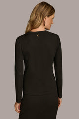 Donna Karan Sweaters And Tops | Women GOLD PAINT PRINT TOP Black