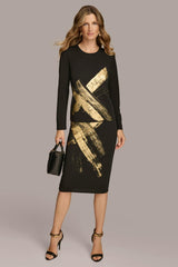 Donna Karan Sweaters And Tops | Women GOLD PAINT PRINT TOP Black