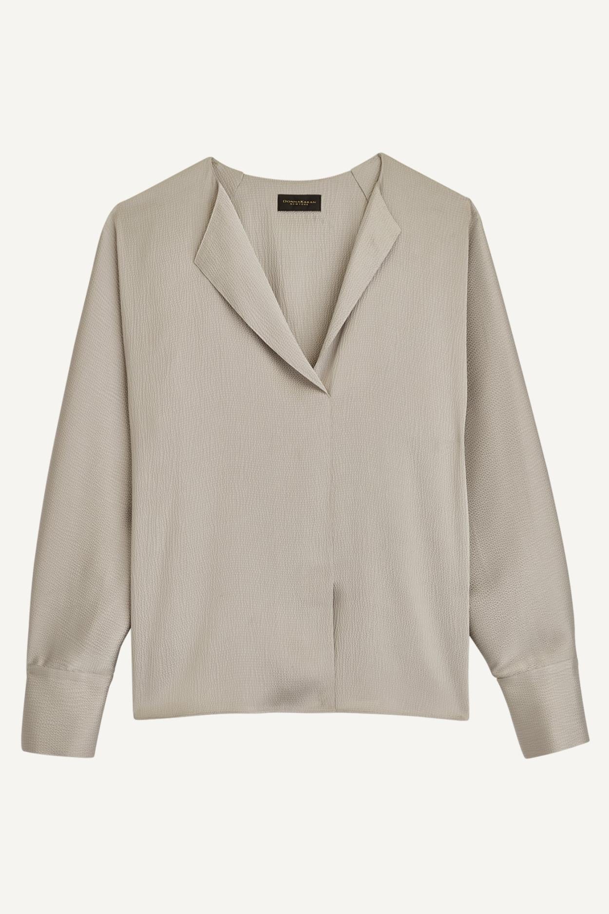 Donna Karan Sweaters And Tops | Women HAMMERED SATIN LONG SLEEVE V-NECK BLOUSE Pavement