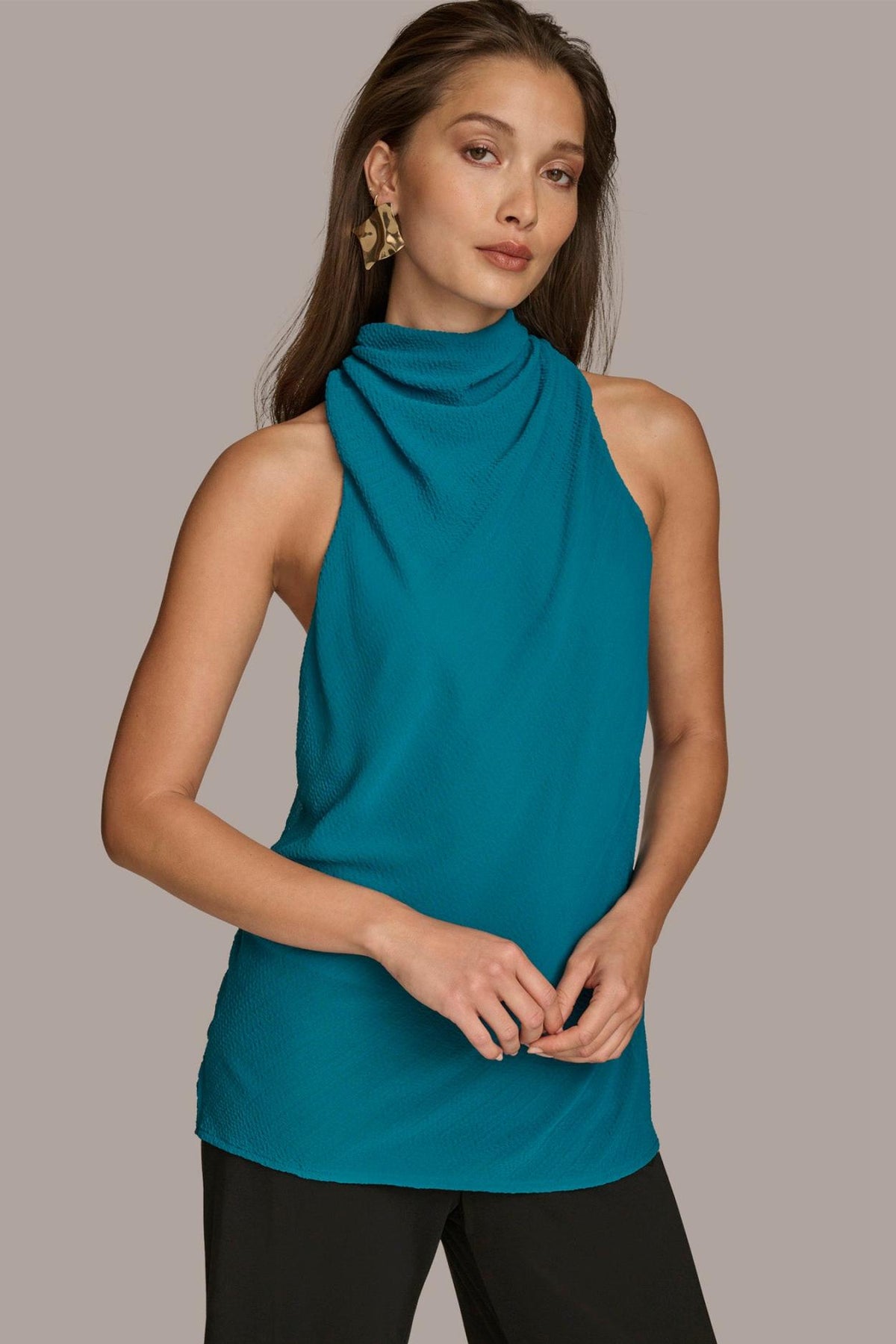 Donna Karan Sweaters And Tops | Women HIGH COWL NECK TOP Green