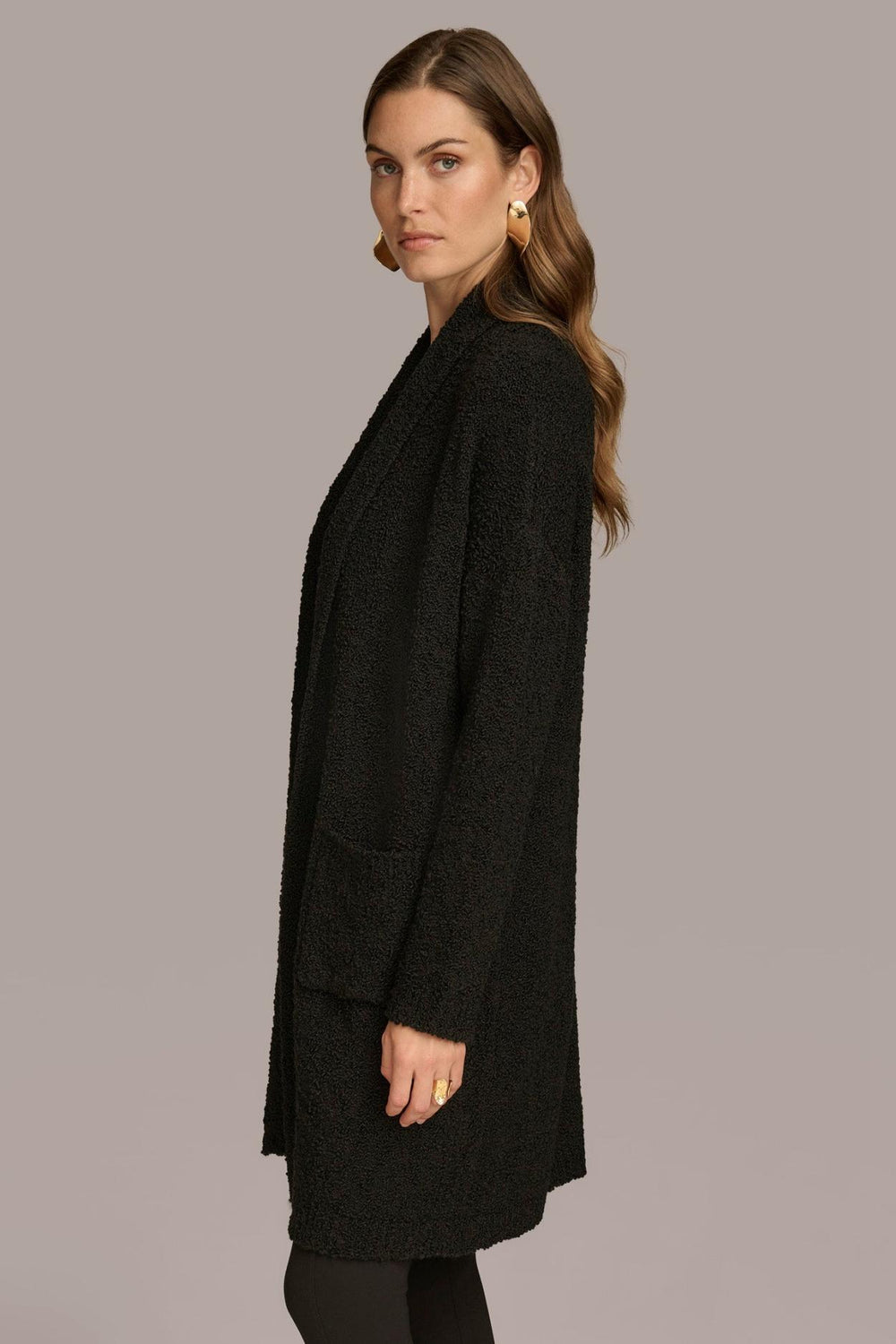 Donna Karan Sweaters And Tops | Women LONG OPEN-FRONT CARDIGAN Black