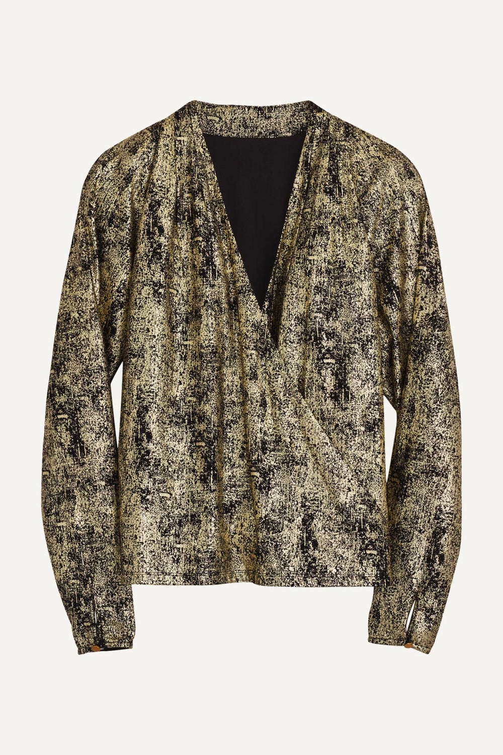 Donna Karan Sweaters And Tops | Women METALLIC FAUX WRAP TOP Gold Multi