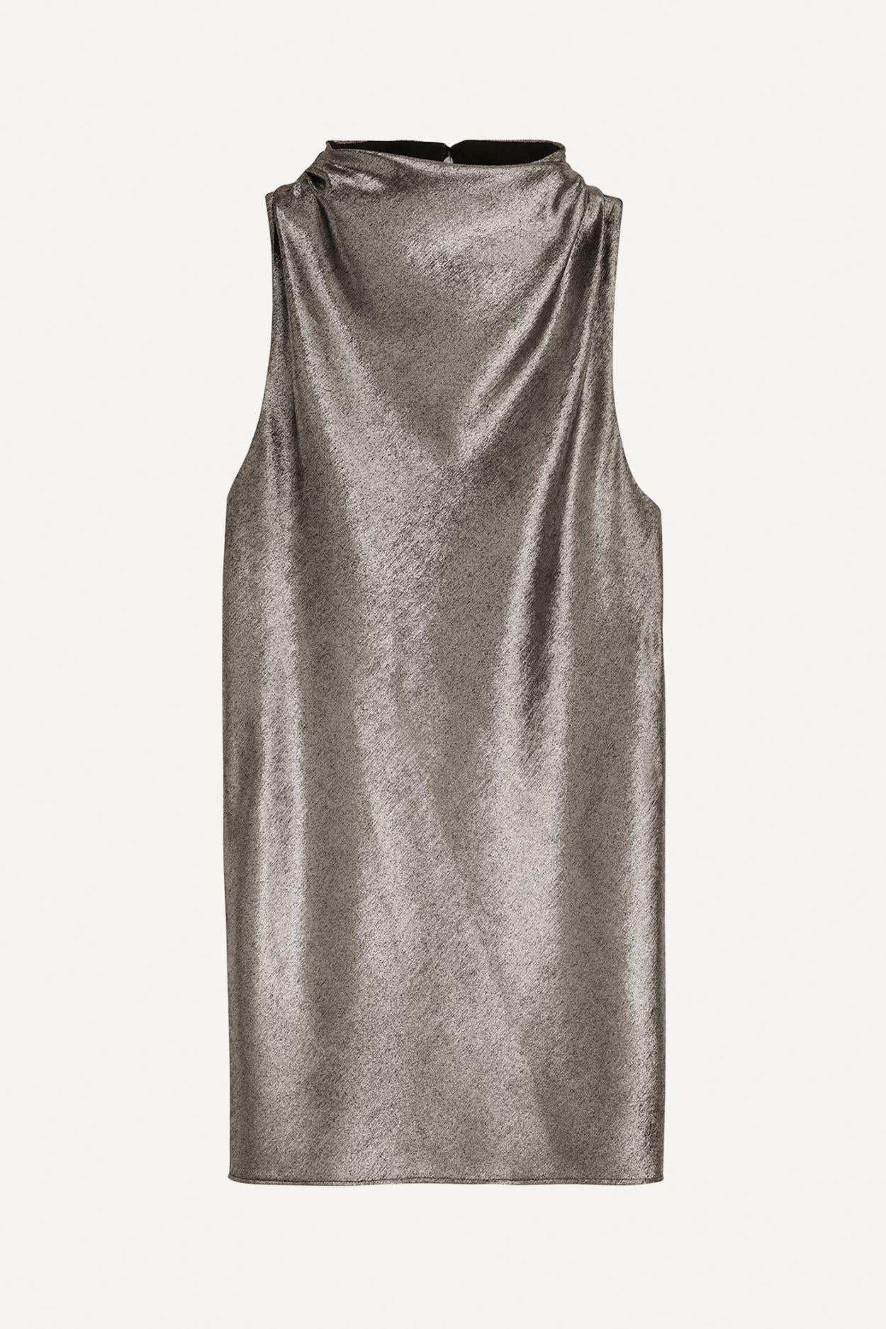 Donna Karan Sweaters And Tops | Women METALLIC HIGH COWL TOP Silver