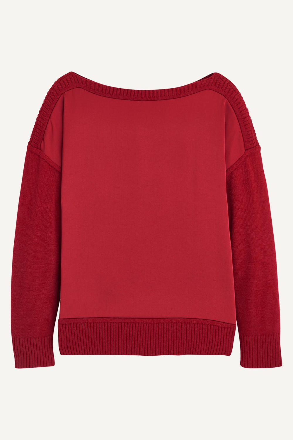 Donna Karan Sweaters And Tops | Women MIXED STITCH BOATNECK SWEATER Metropolitan Red