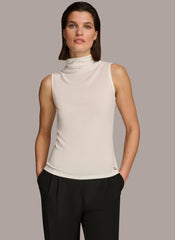 Donna Karan Sweaters And Tops | Women MOCK NECK TOP Cream