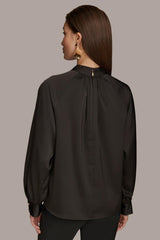 Donna Karan Sweaters And Tops | Women MOCK NECK WITH BUTTONS Black