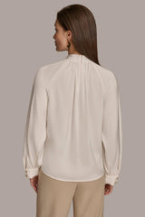 Donna Karan Sweaters And Tops | Women MOCK NECK WITH BUTTONS Ivory