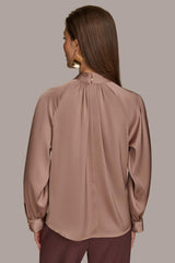 Donna Karan Sweaters And Tops | Women MOCK NECK WITH BUTTONS Mink
