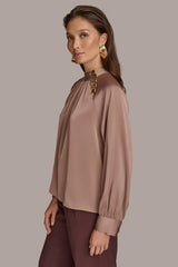 Donna Karan Sweaters And Tops | Women MOCK NECK WITH BUTTONS Mink
