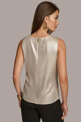 Donna Karan Sweaters And Tops | Women NOVELTY SLEEVELESS DRAPE FRONT BLOUSE Silver