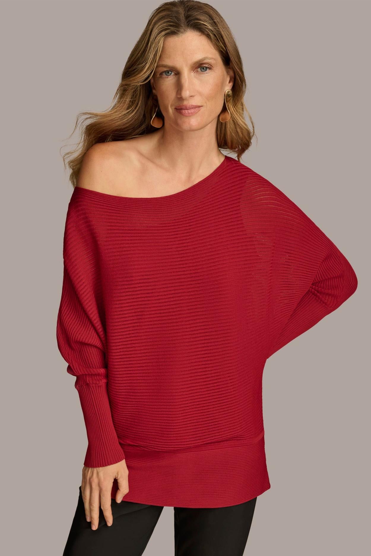 Donna Karan Sweaters And Tops | Women OVERSIZED SWEATER Metropolitan Red