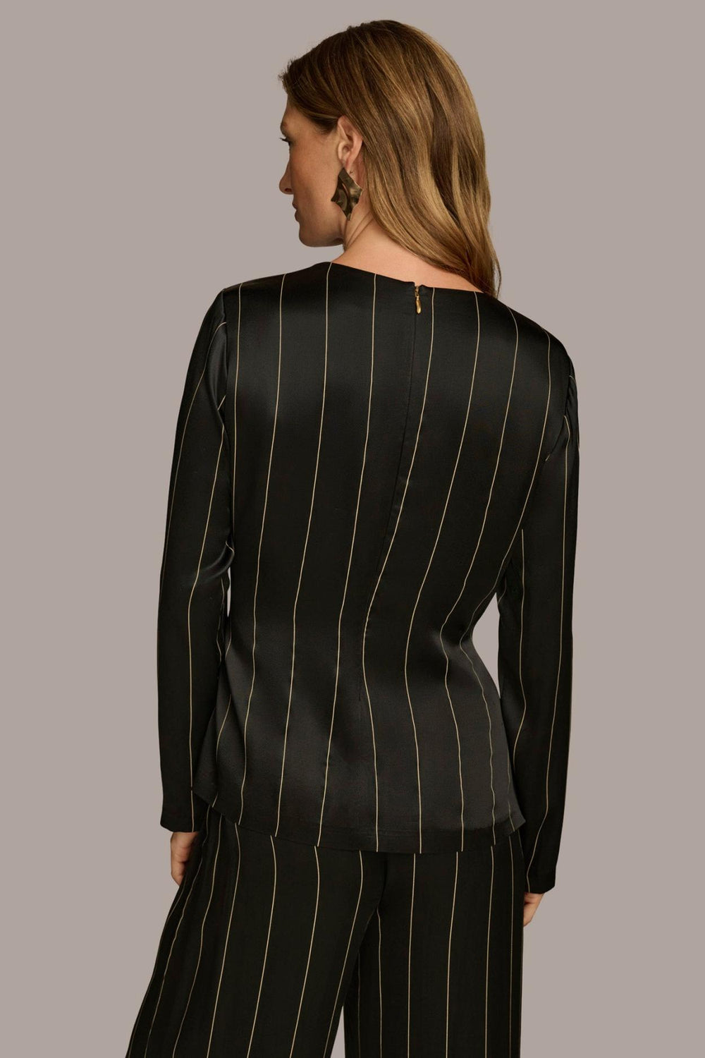 Donna Karan Sweaters And Tops | Women PINSTRIPE TIE WAIST TOP Black