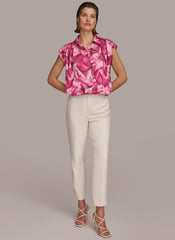 Donna Karan Sweaters And Tops | Women PRINT CINCHED SHOULDER BLOUSE Cactus Flower