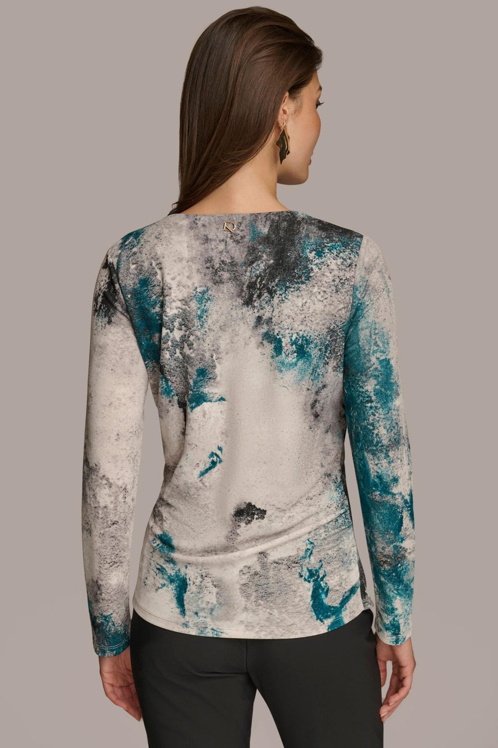 Donna Karan Sweaters And Tops | Women PRINT DRAPE FRONT TOP Peacock Blue