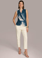 Donna Karan Sweaters And Tops | Women PRINT DRAPE TOP Tide Multi