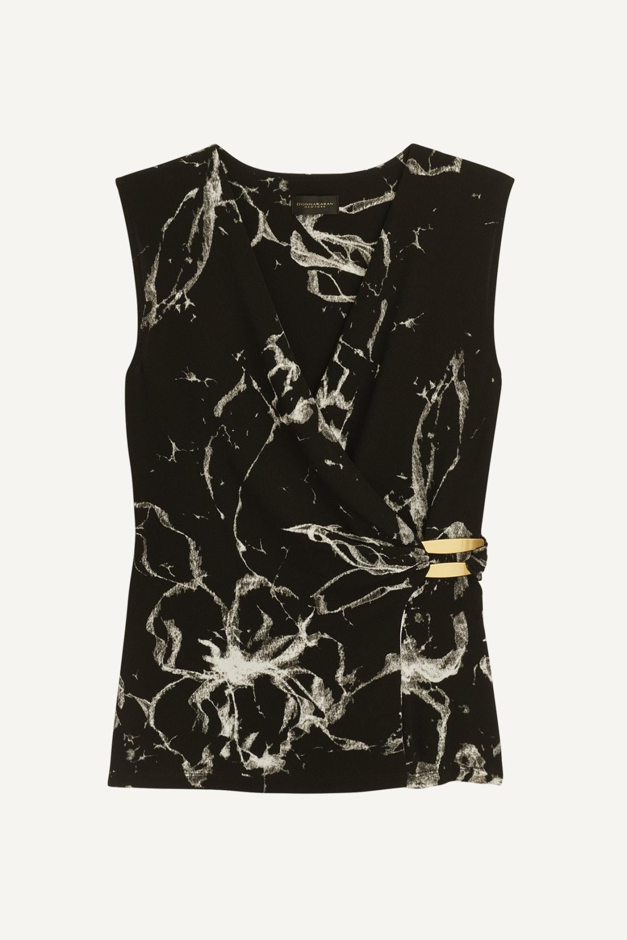 Donna Karan Sweaters And Tops | Women PRINT FAUX WRAP WITH BAR HARDWARE Black
