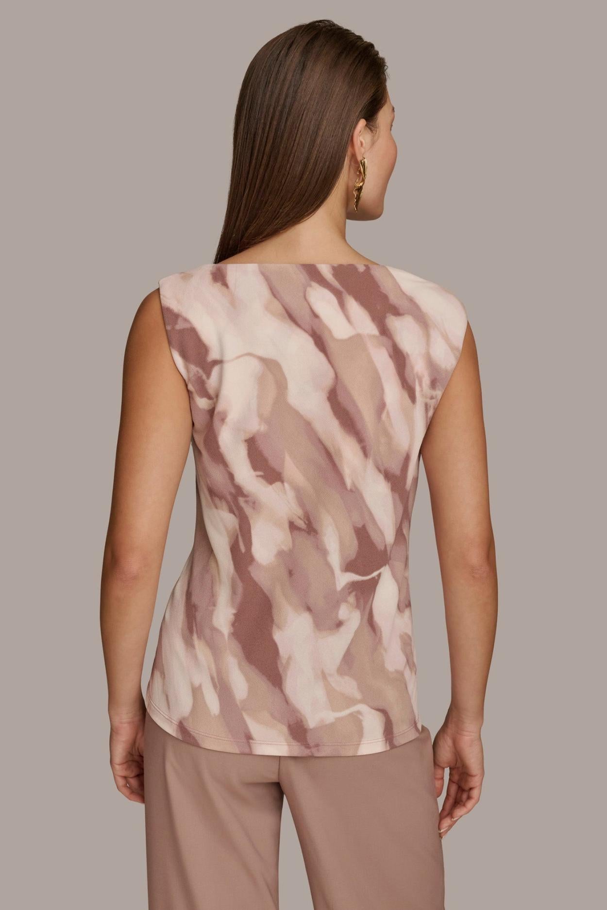 Donna Karan Sweaters And Tops | Women PRINT SHOULDER TWIST HARDWARE TOP Mink Combo