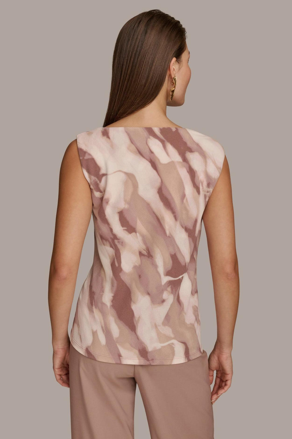 Donna Karan Sweaters And Tops | Women PRINT SHOULDER TWIST HARDWARE TOP Mink Combo