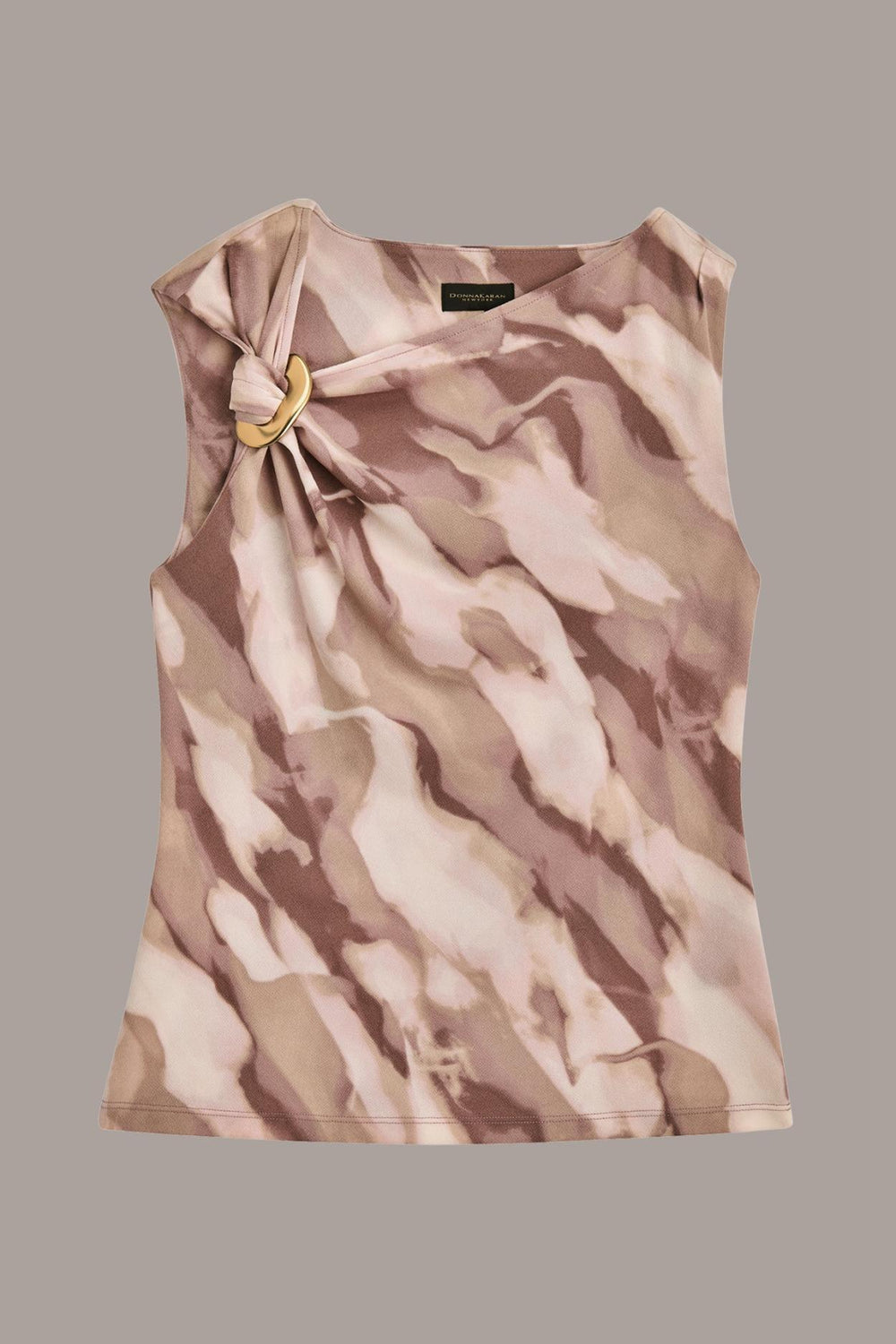 Donna Karan Sweaters And Tops | Women PRINT SHOULDER TWIST HARDWARE TOP Mink Combo