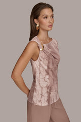 Donna Karan Sweaters And Tops | Women PRINT SHOULDER TWIST HARDWARE TOP Mink Multi