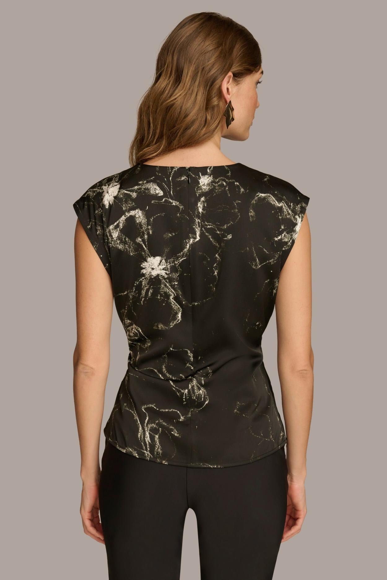 Donna Karan Sweaters And Tops | Women PRINTED CAP SLEEVE WITH DARTS Black