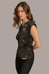 Donna Karan Sweaters And Tops | Women PRINTED CAP SLEEVE WITH DARTS Black