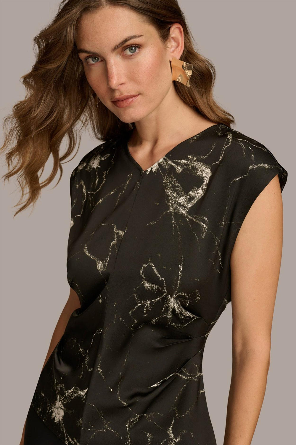 Donna Karan Sweaters And Tops | Women PRINTED CAP SLEEVE WITH DARTS Black