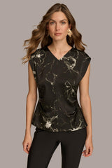 Donna Karan Sweaters And Tops | Women PRINTED CAP SLEEVE WITH DARTS Black