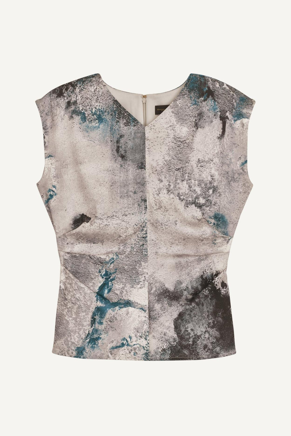 Donna Karan Sweaters And Tops | Women PRINTED CAP SLEEVE WITH DARTS Peacock Blue