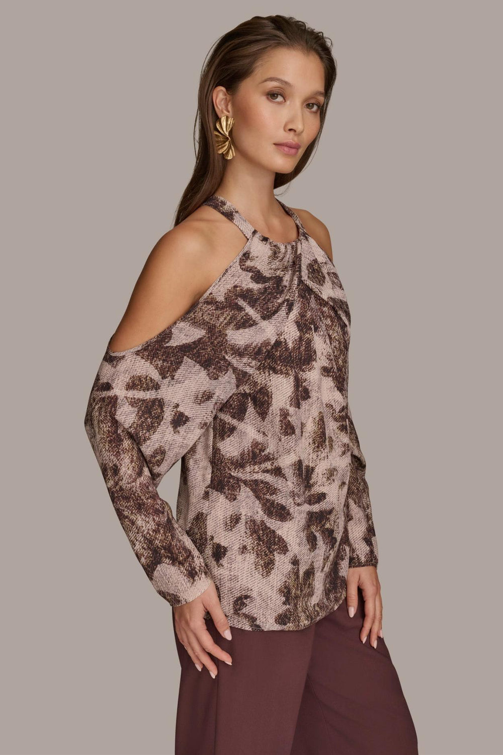 Donna Karan Sweaters And Tops | Women PRINTED COLD SHOULDER TOP Black/multi