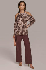 Donna Karan Sweaters And Tops | Women PRINTED COLD SHOULDER TOP Black/multi