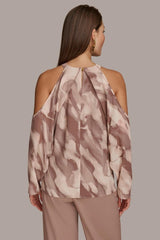 Donna Karan Sweaters And Tops | Women PRINTED COLD SHOULDER TOP Mink Combo