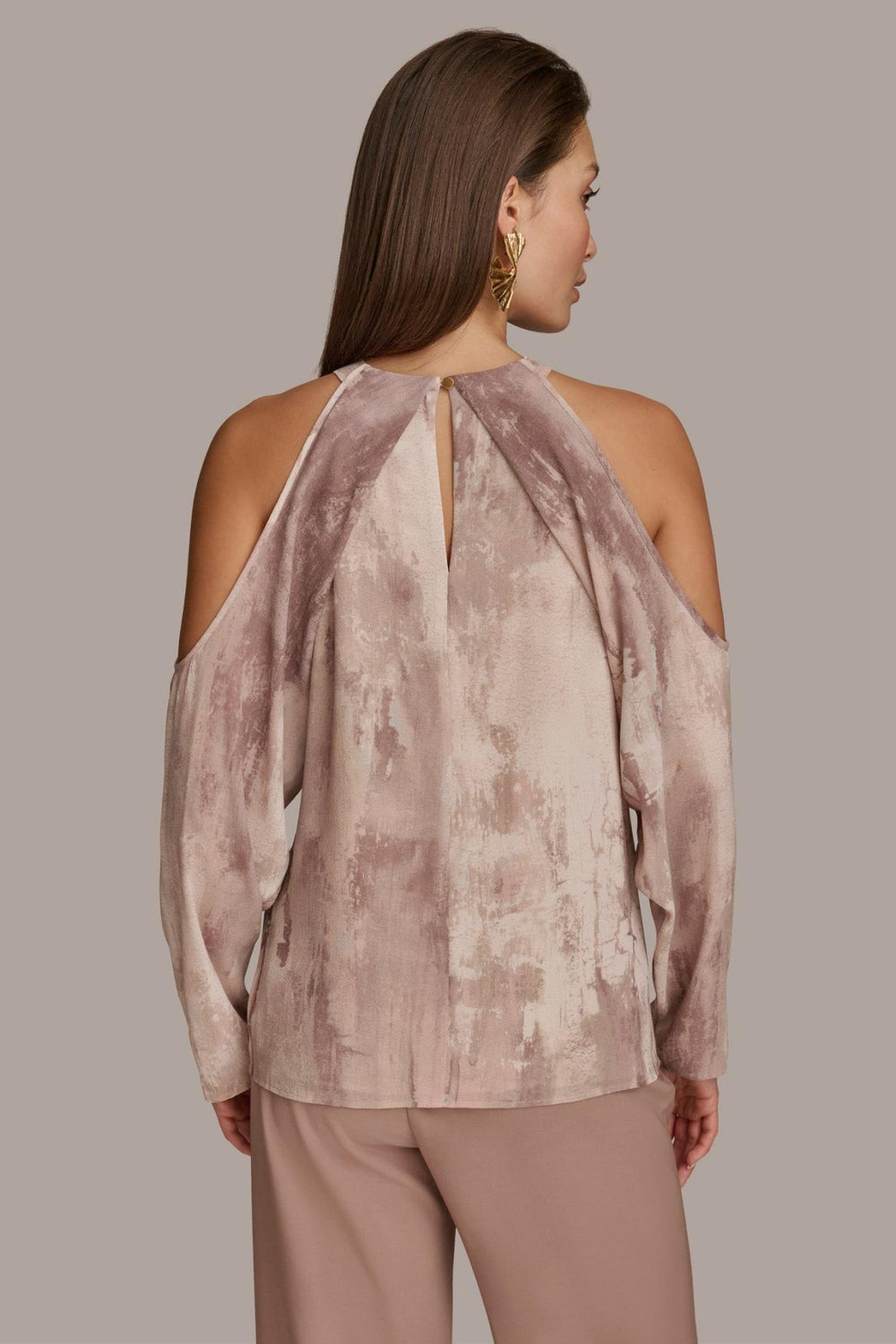 Donna Karan Sweaters And Tops | Women PRINTED COLD SHOULDER TOP Mink Multi