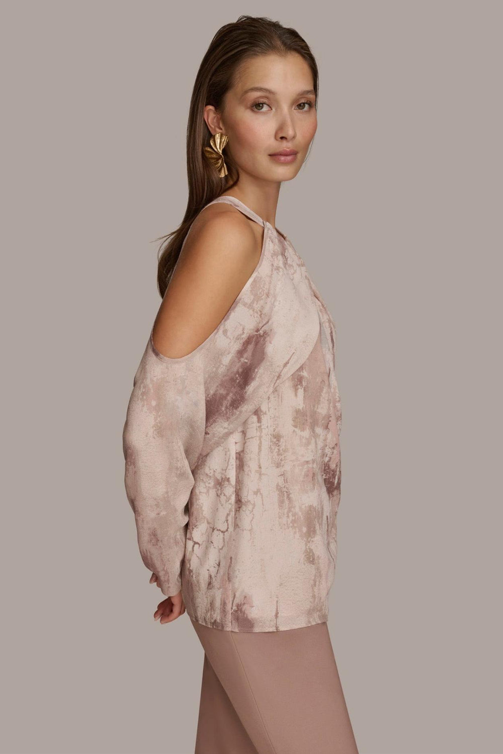 Donna Karan Sweaters And Tops | Women PRINTED COLD SHOULDER TOP Mink Multi