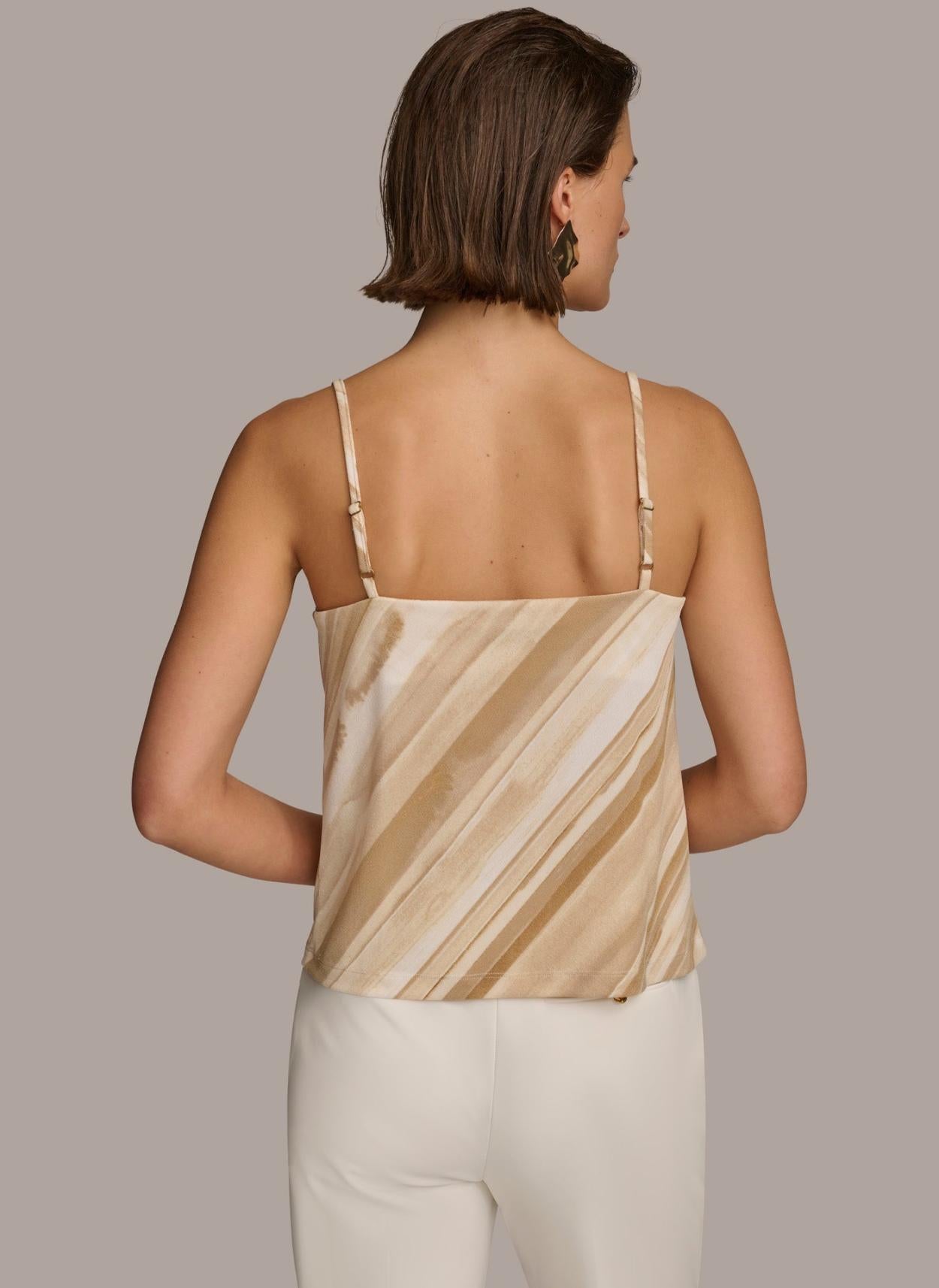 Donna Karan Sweaters And Tops | Women PRINTED COWL STRAPPY CAMI Beige